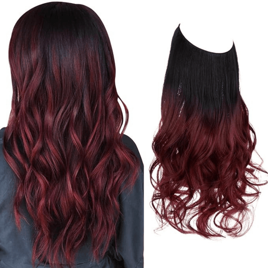 Black to Wine Red Ombre Wavy (16 Inch)